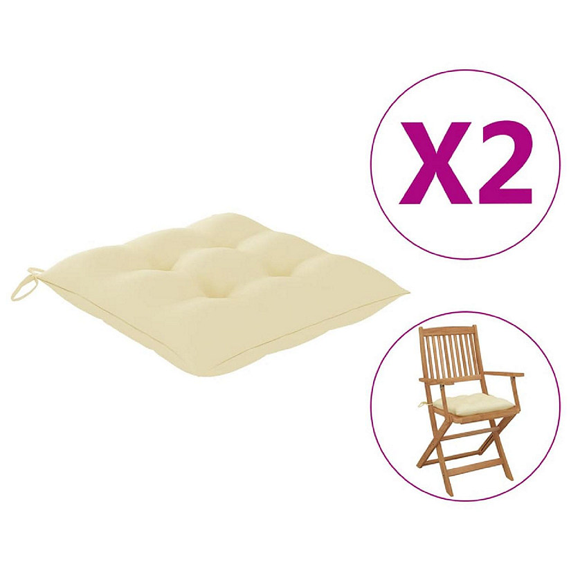 vidaXL Chair Cushions 2 pcs Cream White 15.7"x15.7"x2.8" Oxford Fabric Image