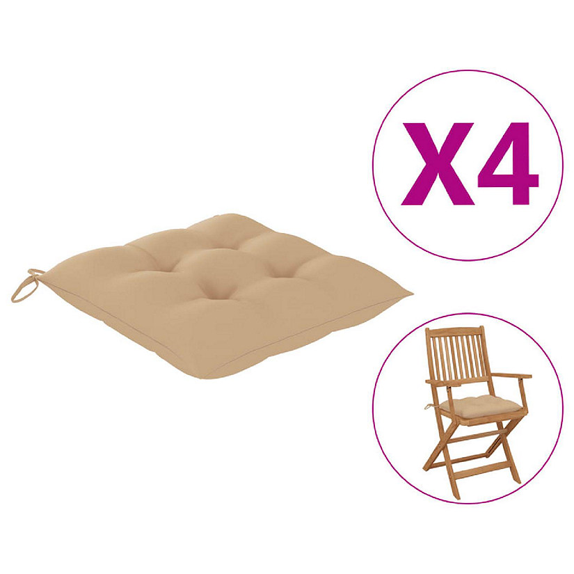 vidaXL Chair Cushions 4 pcs Beige 15.7"x15.7"x2.8" Oxford Fabric Image