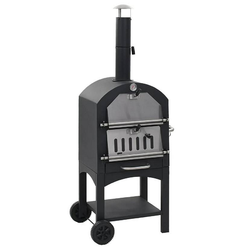 vidaXL Charcoal Fired Outdoor Pizza Oven with Fireclay Stone Image