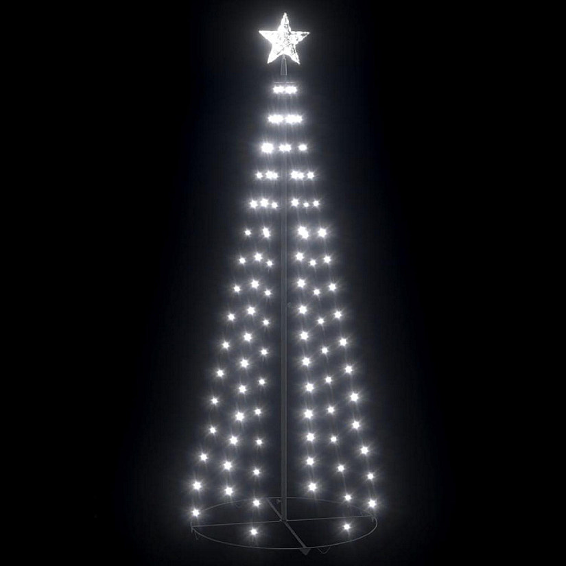 vidaXL Christmas Cone Tree Cold White 100 LEDs Decoration 2x6 ft Image