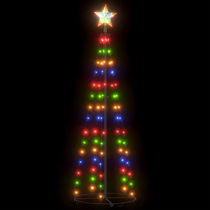 vidaXL Christmas Cone Tree with 84pc Colorful LED Lights Image