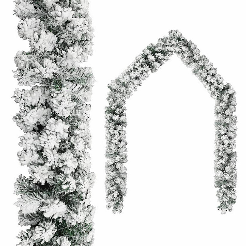 vidaXL Christmas Garland with Flocked Snow Green 32.8' PVC Image