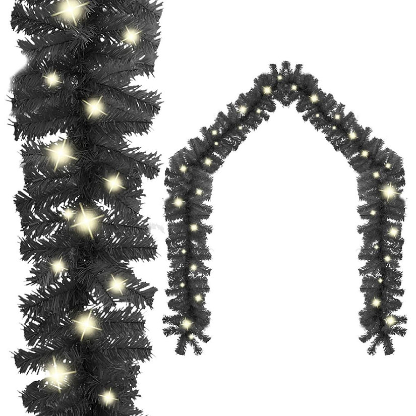 vidaXL Christmas Garland with LED Lights 33 ft Black Image