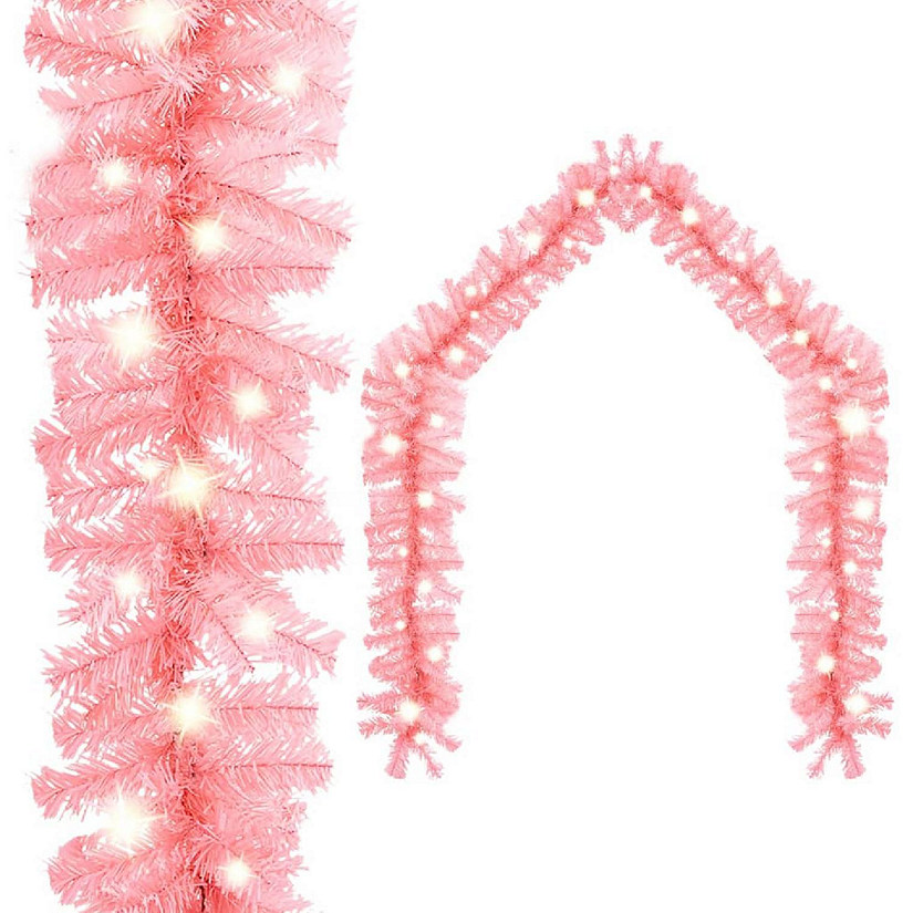 vidaXL Christmas Garland with LED Lights 33 ft Pink Image