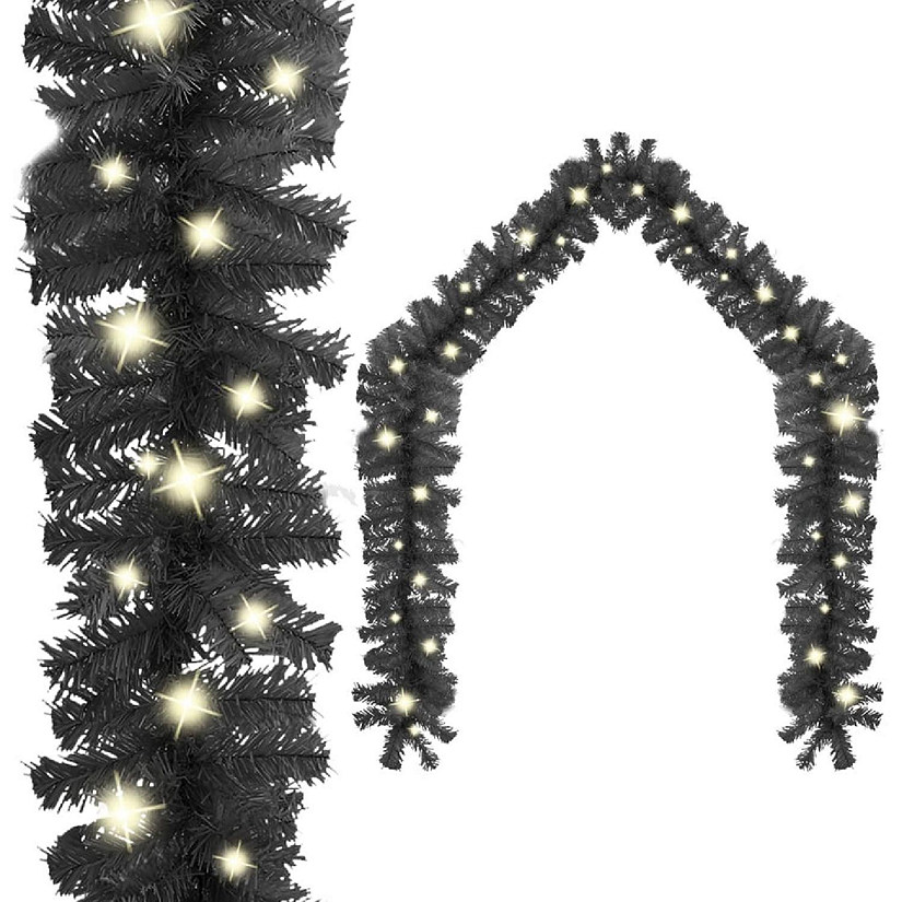 vidaXL Christmas Garland with LED Lights 66 ft Black Image