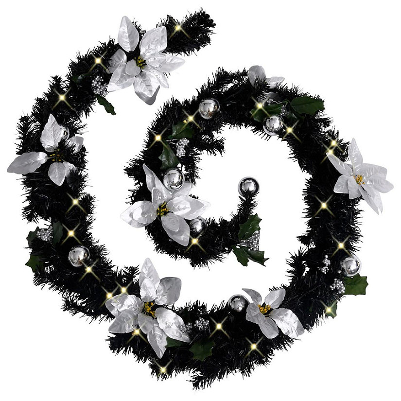 vidaXL Christmas Garland with LED Lights Black 8.9' PVC Image