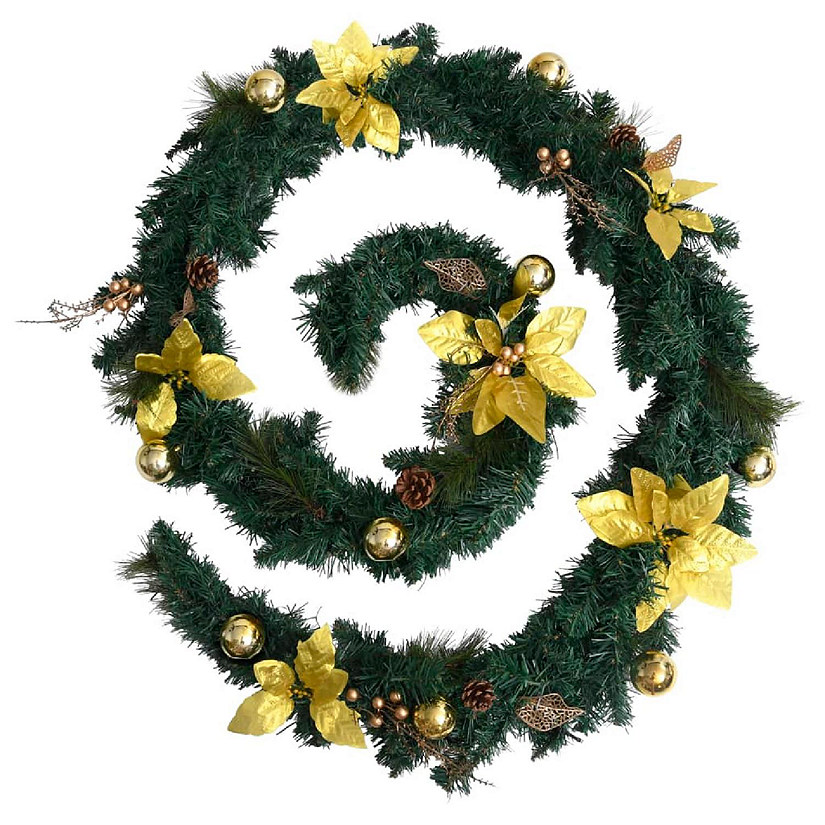 vidaXL Christmas Garland with LED Lights Green 106.3" PVC Image