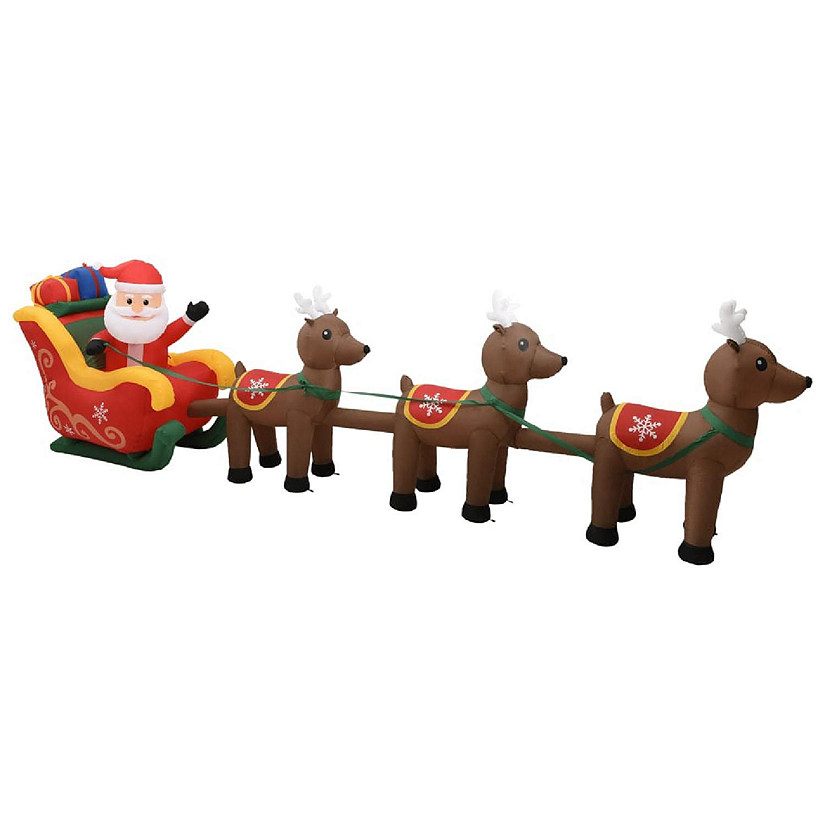 vidaXL Christmas Inflatable Santa and Reindeer Decoration LED 192.9" Image