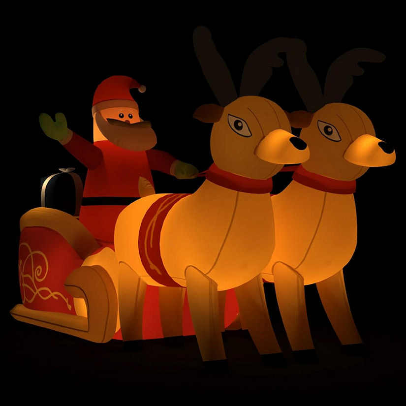 vidaXL Christmas Inflatable Santa and Reindeer Decoration LED 51.2" Image
