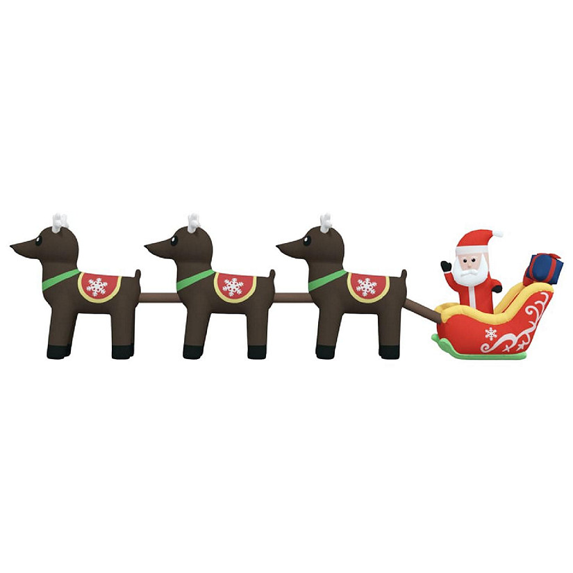 vidaXL Christmas Inflatable Santa and Reindeer Decoration LED 54.3" Image