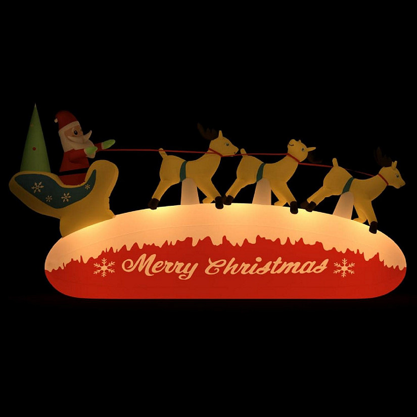vidaXL Christmas Inflatable Santa and Reindeer Decoration LED 57.1" Image