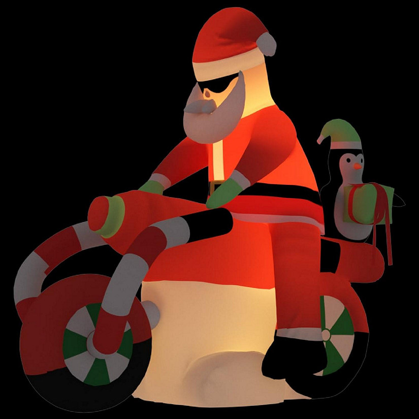 vidaXL Christmas Inflatable Santa on Motorcycle LED 62.2" Image