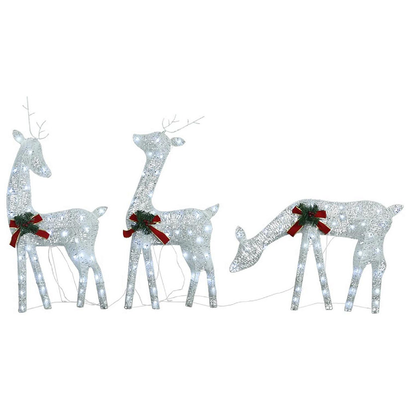 vidaXL Christmas Reindeer Family 106.3"x2.8"x35.4" White Cold White Mesh Image