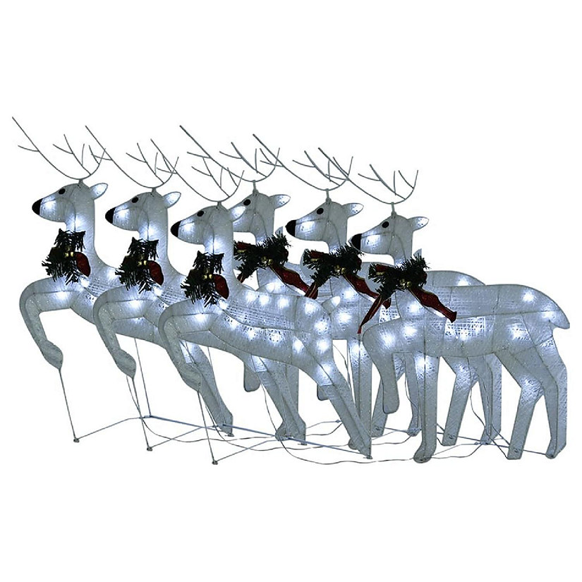 vidaXL Christmas Reindeers 6 pcs White 120 LEDs Image
