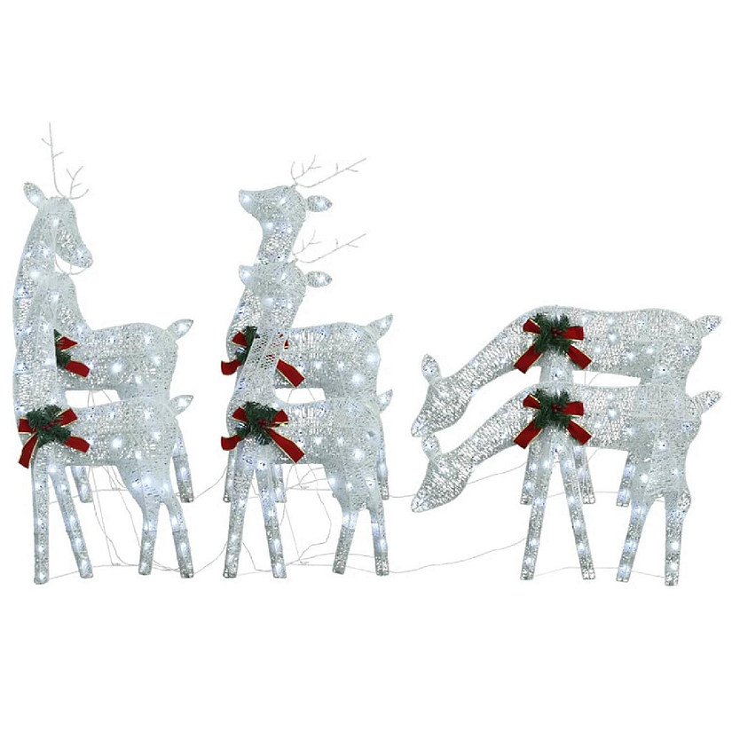 vidaXL Christmas Reindeers 6 pcs White Cold White Mesh Image