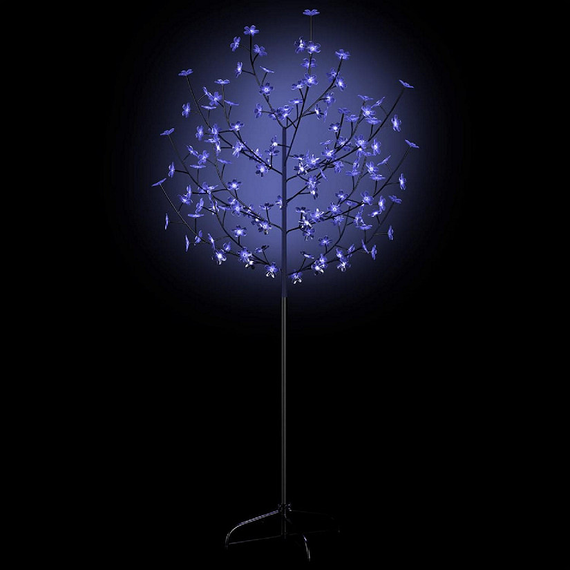vidaXL Christmas Tree 120 LEDs Blue Light Cherry Blossom 5 ft Image