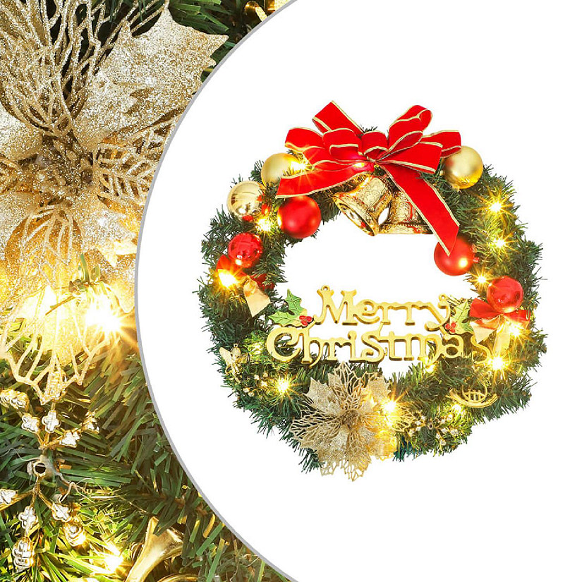 vidaXL Christmas Wreath with 20 LEDs Green 17.7" Image