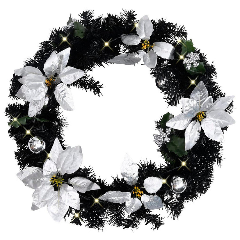 vidaXL Christmas Wreath with LED Lights Black 23.6" PVC Image