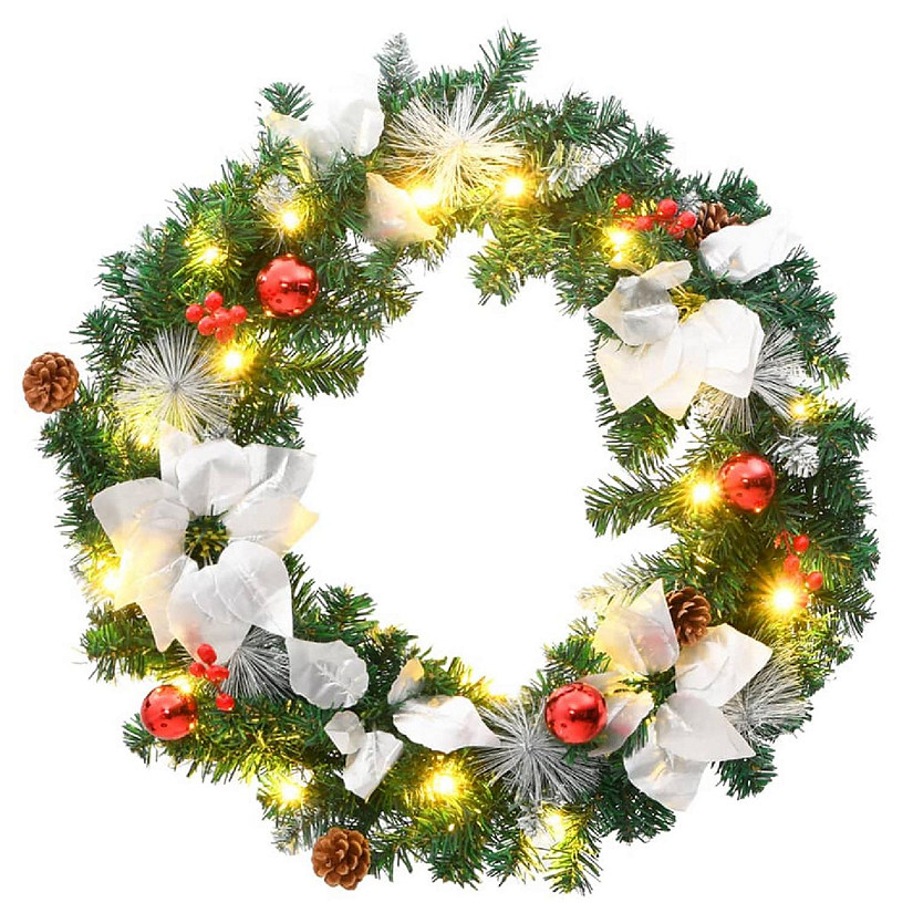 vidaXL Christmas Wreath with LED Lights Green 23.6" PVC Image