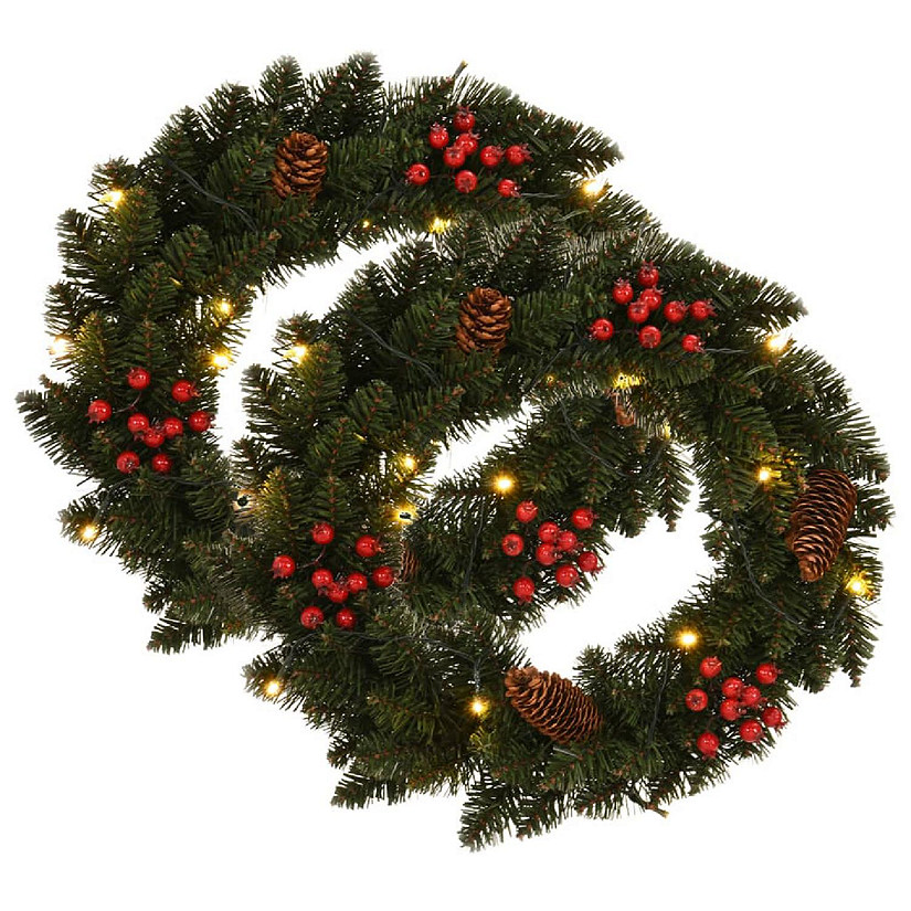 vidaXL Christmas Wreaths 2 pcs with Decoration Green 17.7" Image