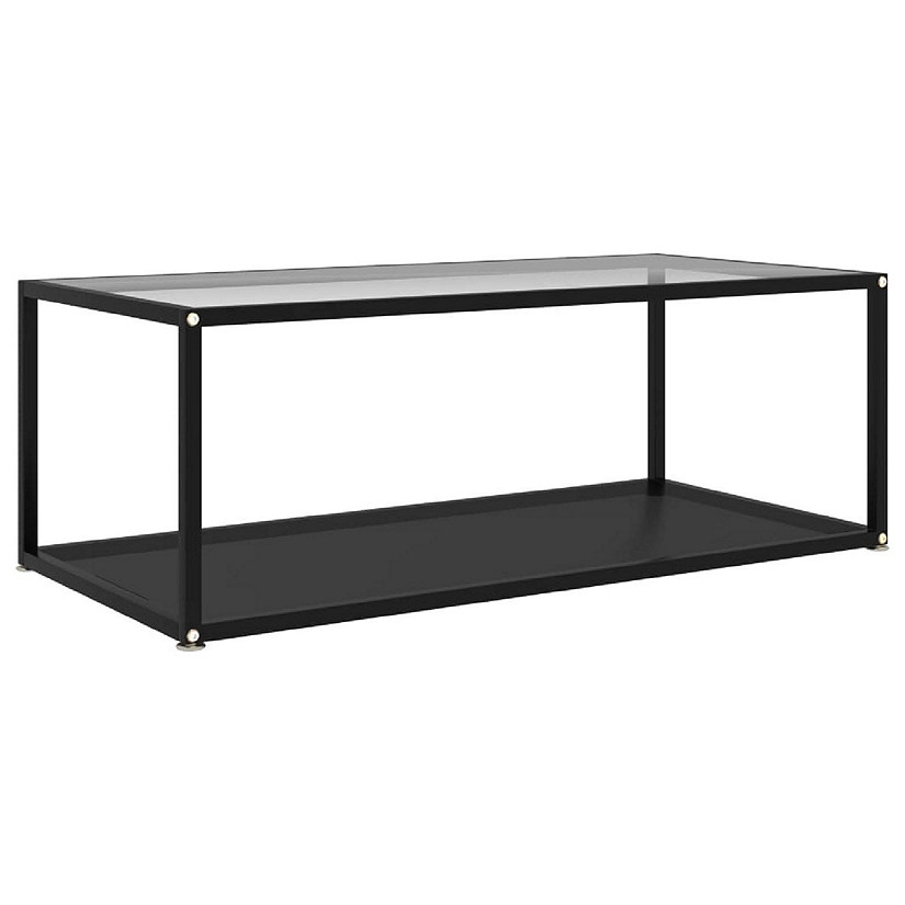 vidaXL Coffee Table Transparent and Black 39.4"x19.7"x13.8" Tempered Glass Image
