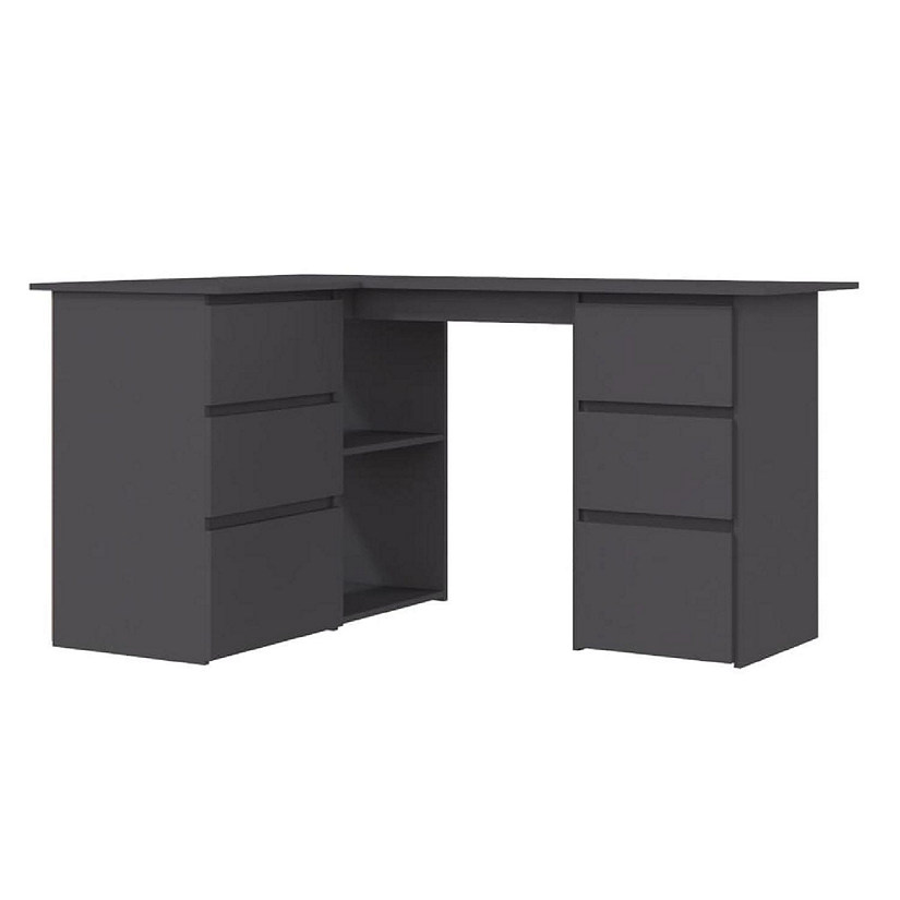 vidaXL Corner Desk Gray 57.1"x39.4"x29.9" Engineered Wood Image