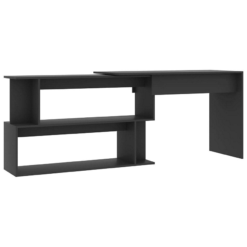 vidaXL Corner Desk Gray 78.7"x19.7"x29.9" Engineered Wood Image