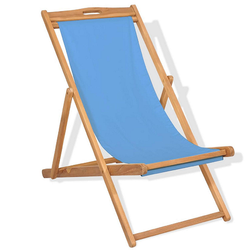 vidaXL Deck Chair Teak 22.1"x41.3"x37.8" Blue Image