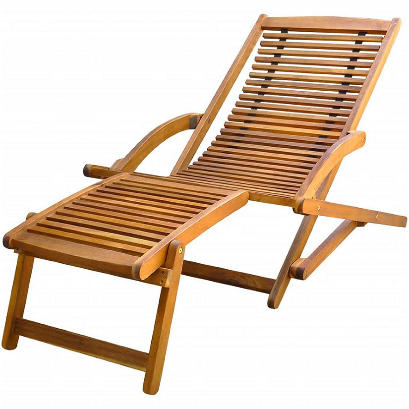 vidaXL Deck Chair with Footrest Solid Acacia Wood Image