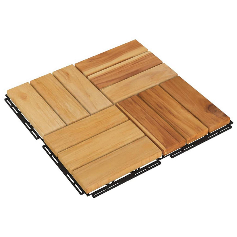 vidaXL Decking Tiles 10 pcs 11.8"x11.8" Solid Wood Teak Image