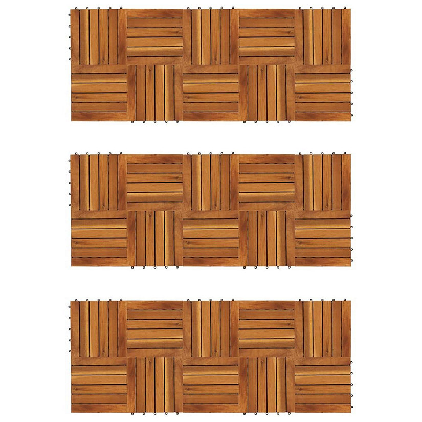 vidaXL Decking Tiles Vertical Pattern 11.8"x11.8" Acacia Set of 30 Image
