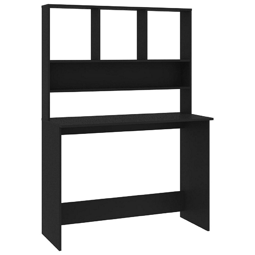 vidaXL Desk with Shelves Black 43.3"x17.7"x61.8" Engineered Wood Image