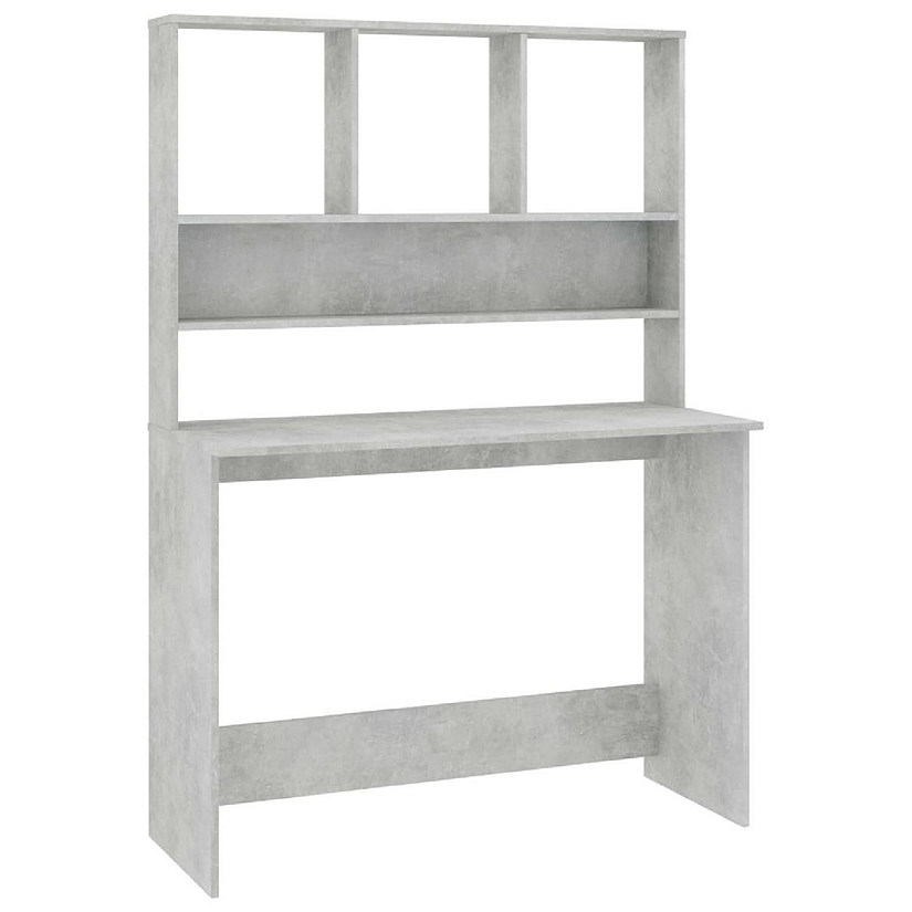 vidaXL Desk with Shelves Concrete Gray 43.3"x17.7"x61.8" Engineered Wood Image