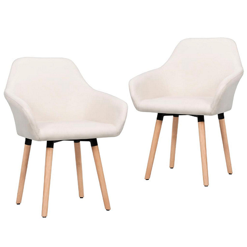vidaXL Dining Chairs 2 pcs Cream Fabric chairs Image
