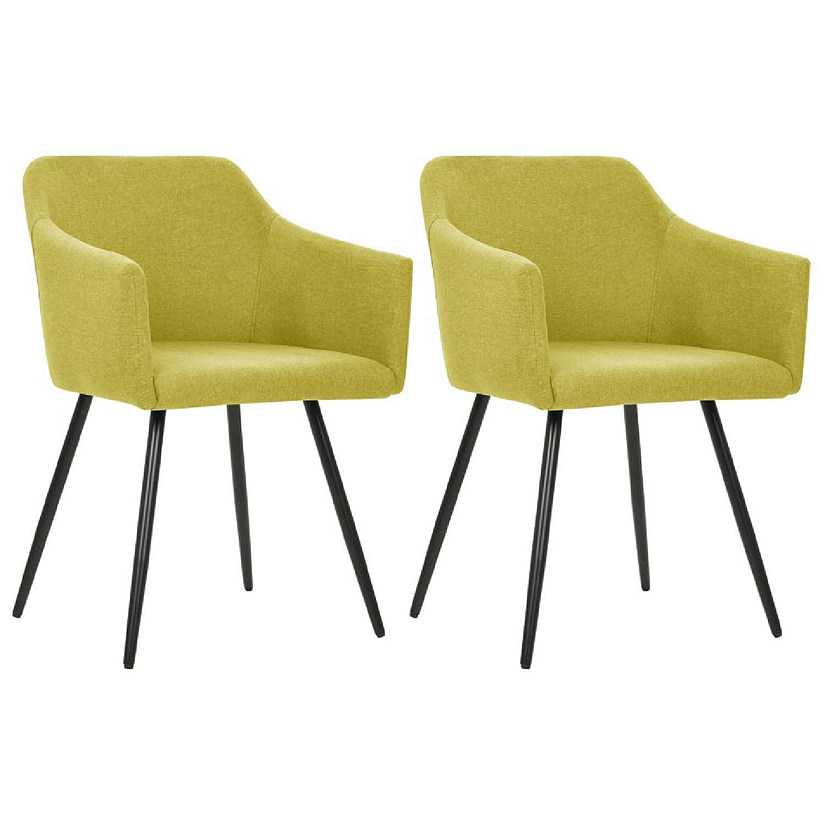 vidaXL Dining Chairs 2 pcs Green Fabric dining room furniture Image