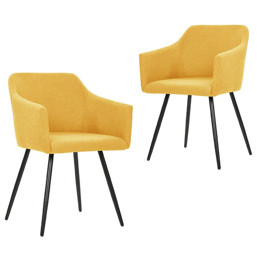 vidaXL Dining Chairs 2 pcs Yellow Fabric dining room furniture Image