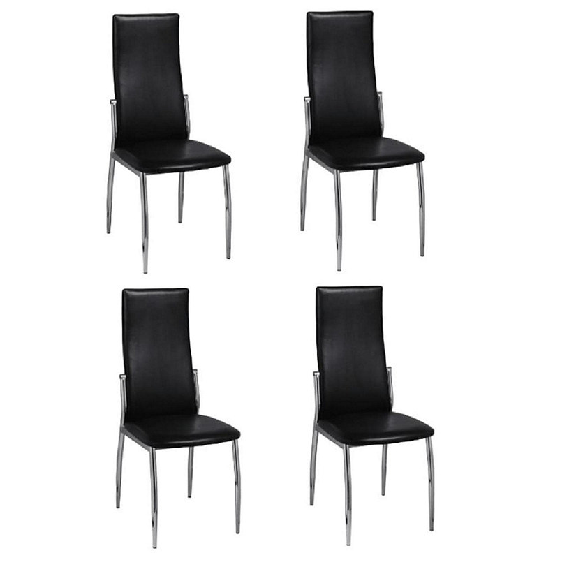 vidaXL Dining Chairs 4 pcs Black Faux Leather dining room chairs Image