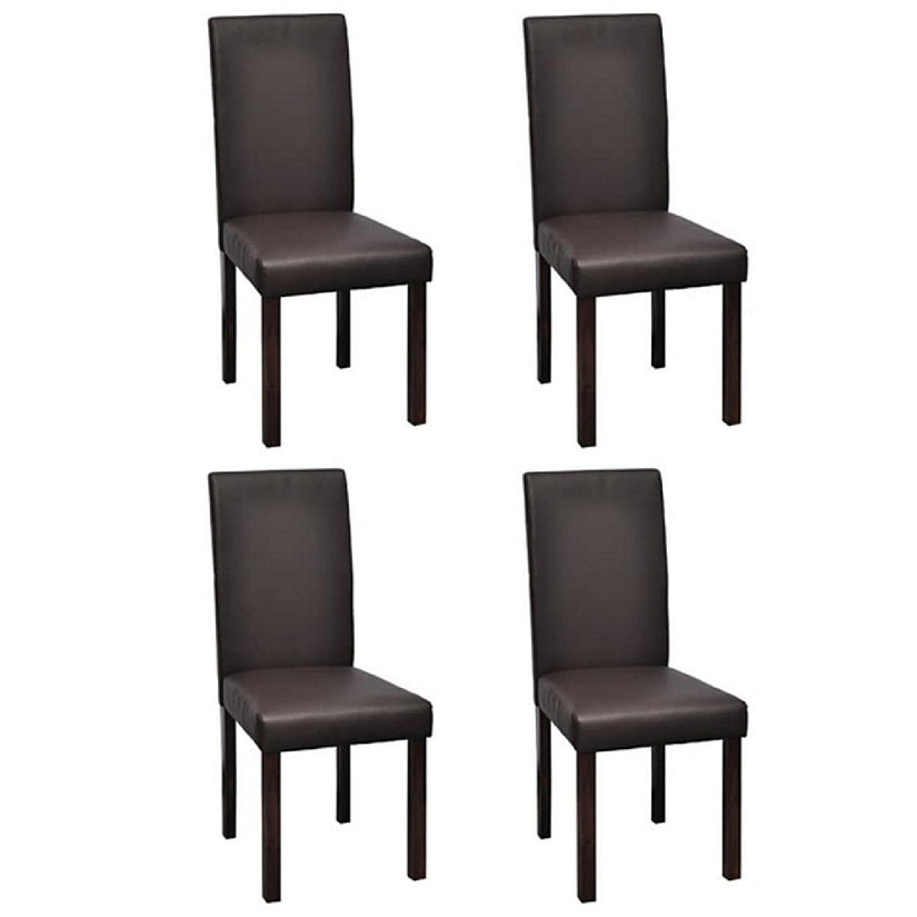 vidaXL Dining Chairs 4 pcs Brown Faux Leather chair Image