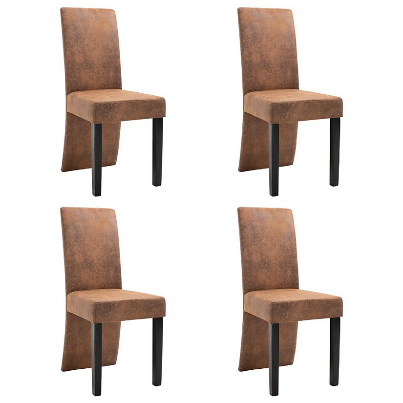 vidaXL Dining Chairs 4 pcs Brown Faux Suede Leather chair Image