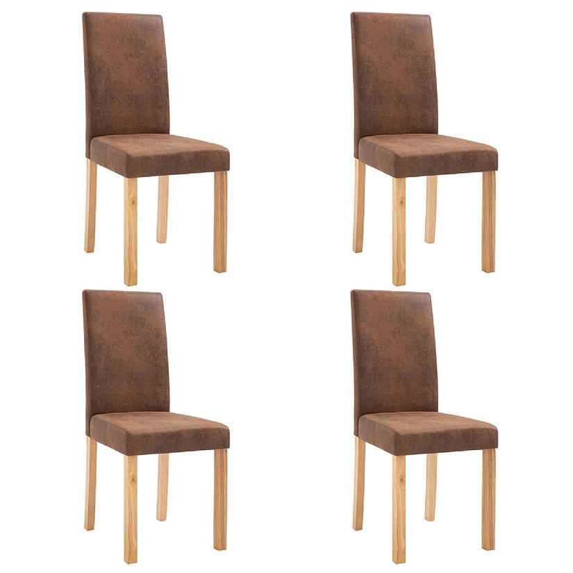 vidaXL Dining Chairs 4 pcs Brown Faux Suede Leather dining room chair Image