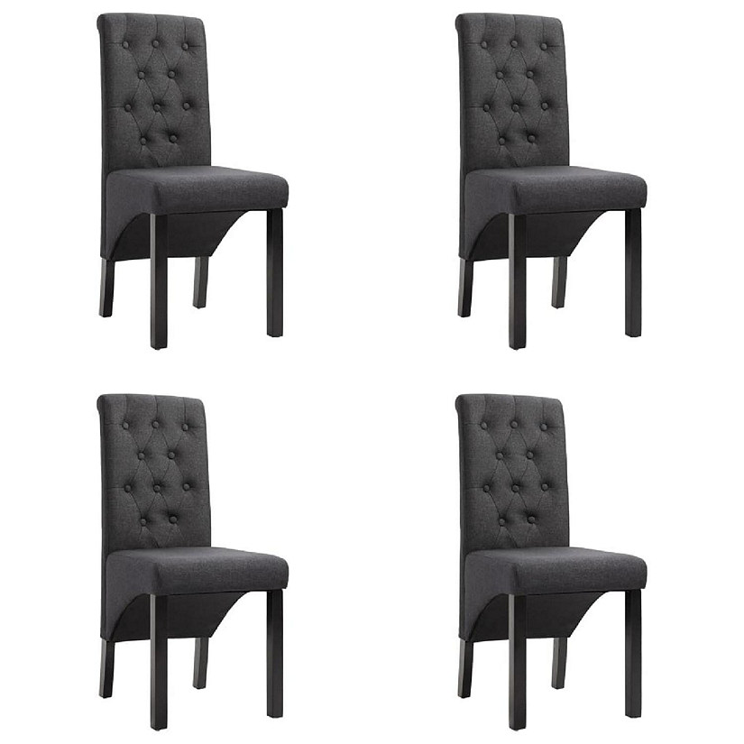vidaXL Dining Chairs 4 pcs Dark Gray Fabric dinner chair Image