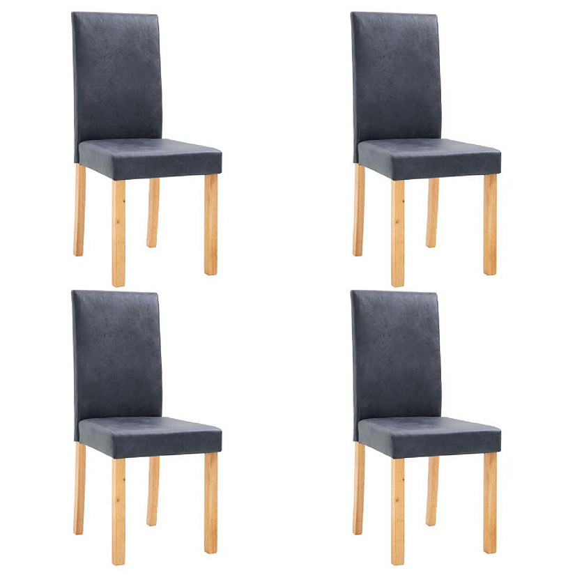 vidaXL Dining Chairs 4 pcs Gray Faux Leather dinner chair Image