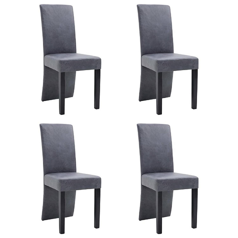 vidaXL Dining Chairs 4 pcs Gray Faux Suede Leather Image