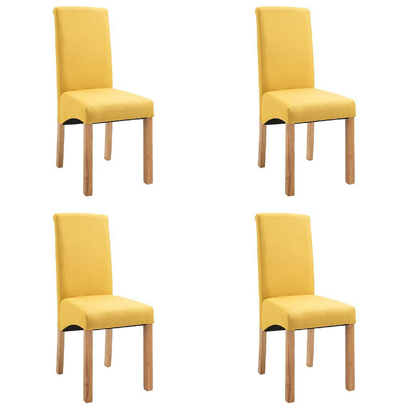 vidaXL Dining Chairs 4 pcs Yellow Fabric dinner chair Image