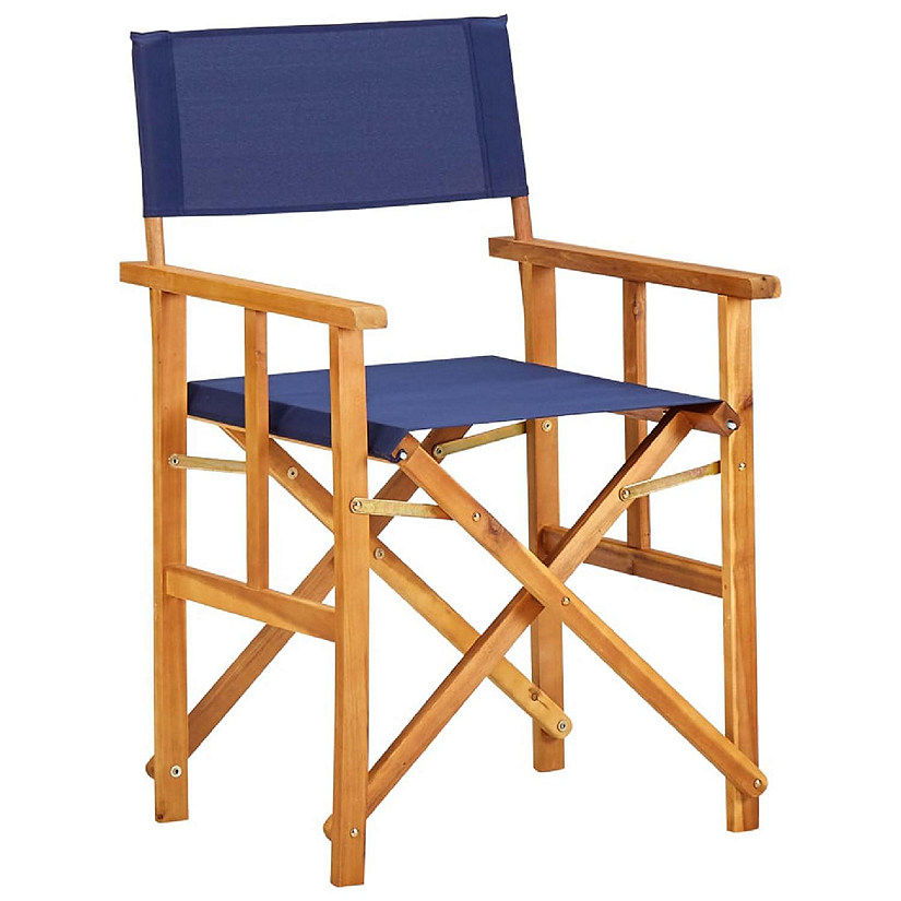 vidaXL Director's Chair Solid Acacia Wood Blue Image
