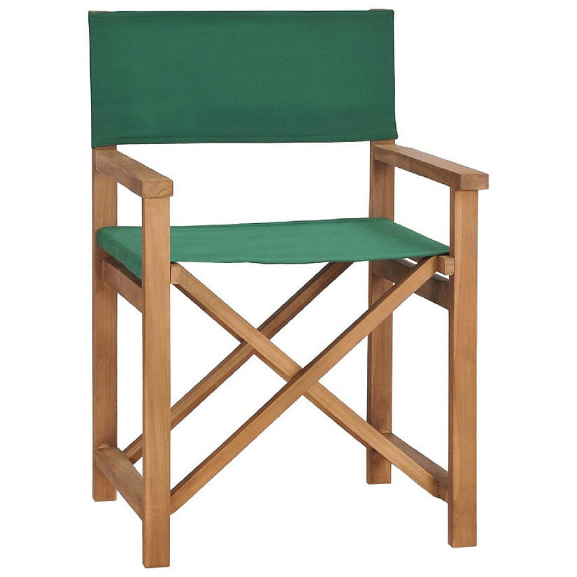 vidaXL Director's Chair Solid Teak Wood Green Image
