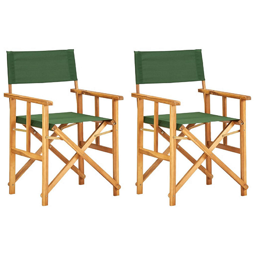 vidaXL Director's Chairs 2 pcs Solid Acacia Wood Green Image