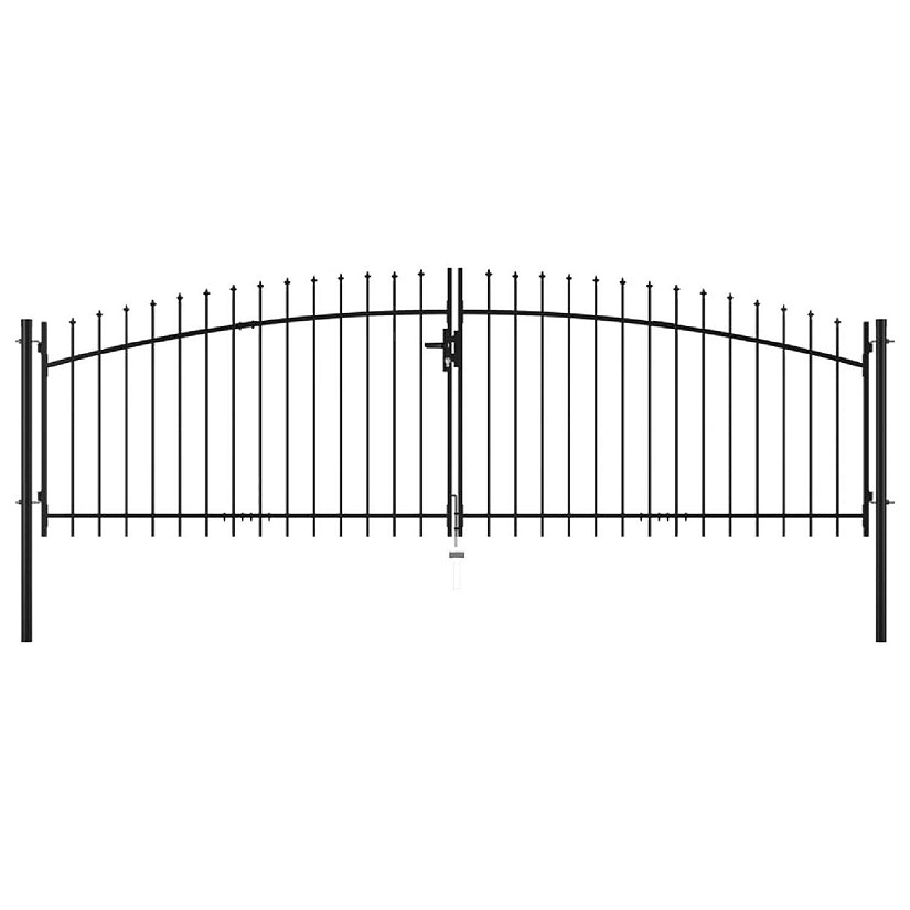 vidaXL Double Door Fence Gate with Spear Top 157.5"x78.7" Image