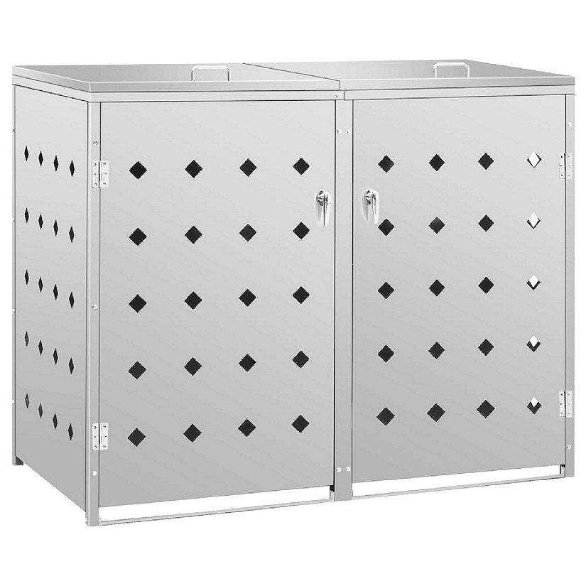 vidaXL Double Wheelie Bin Shed 63.4 gal Stainless Steel Image