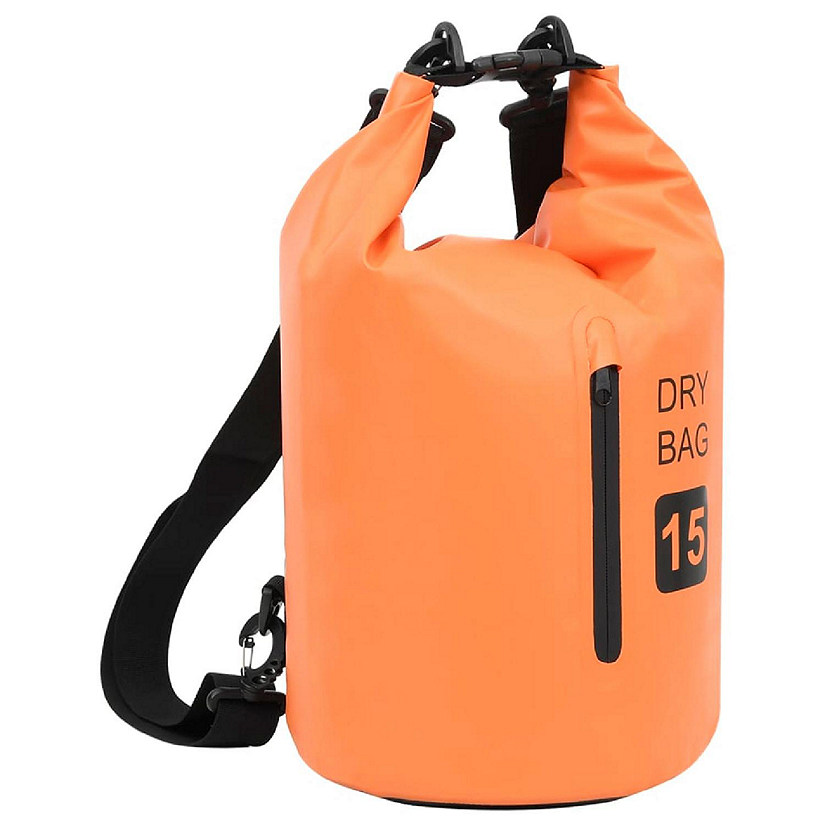 vidaXL Dry Bag with Zipper Orange 4 gal PVC Image